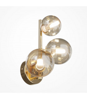Maytoni Dallas Modern 3 Light Wall Lamp Gold Cognac Shade G9-1