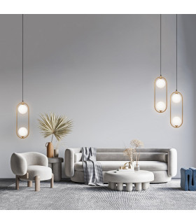 Maytoni Ring Modern 2 Light Globe Pendant Ceiling Light Brass G9-2