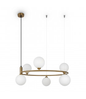 Maytoni Ring Modern 6 Light Globe Pendant Ceiling Light Brass G9-2