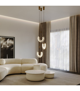 Maytoni Maya I Modern Integrated LED Pendant Ceiling Light Gold 3000K-2