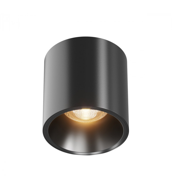 Maytoni Alfa LED Dimmable Surface Mounted Downlight Black 7cm 3000K-2