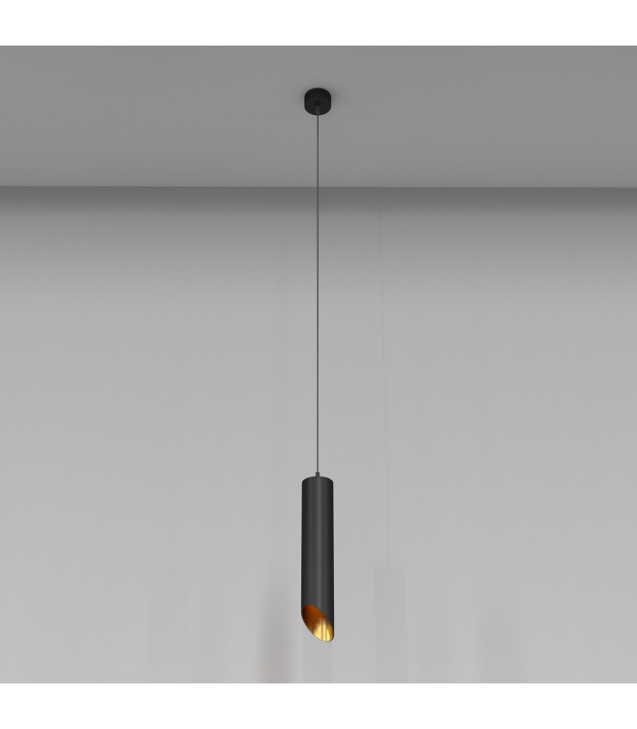Maytoni Lipari Slim Pendant Ceiling Light Black Gold 30cm GU10-1
