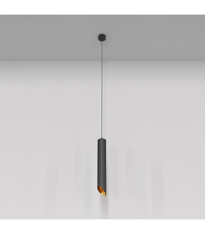 Maytoni Lipari Slim Pendant Ceiling Light Black Gold 40cm GU10-1