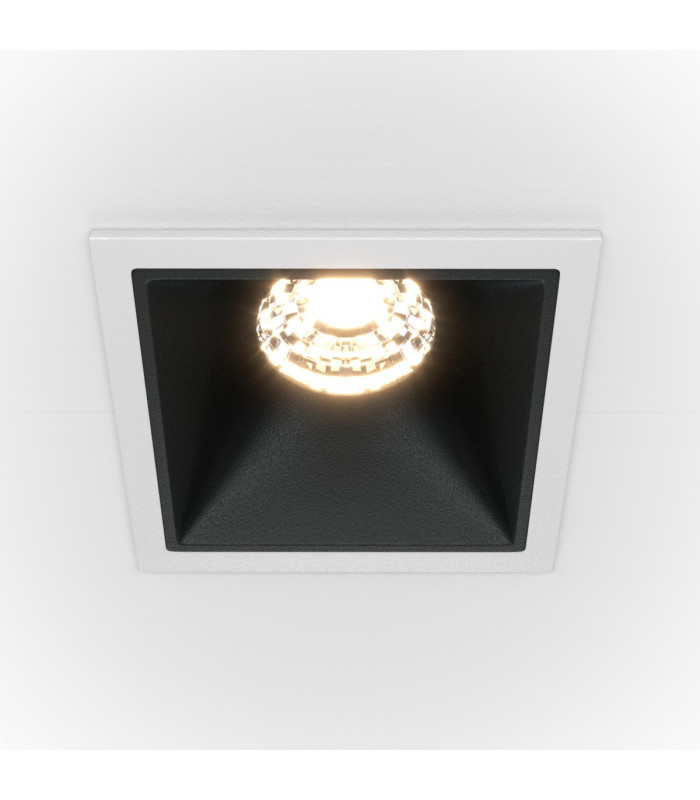 Maytoni Alfa LED Square Recessed Downlight White Black 500lm 4000K-1