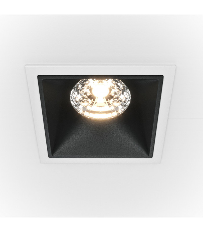 Maytoni Alfa LED Square Dimmable Recessed Downlight White Black 1050lm 3000K-1