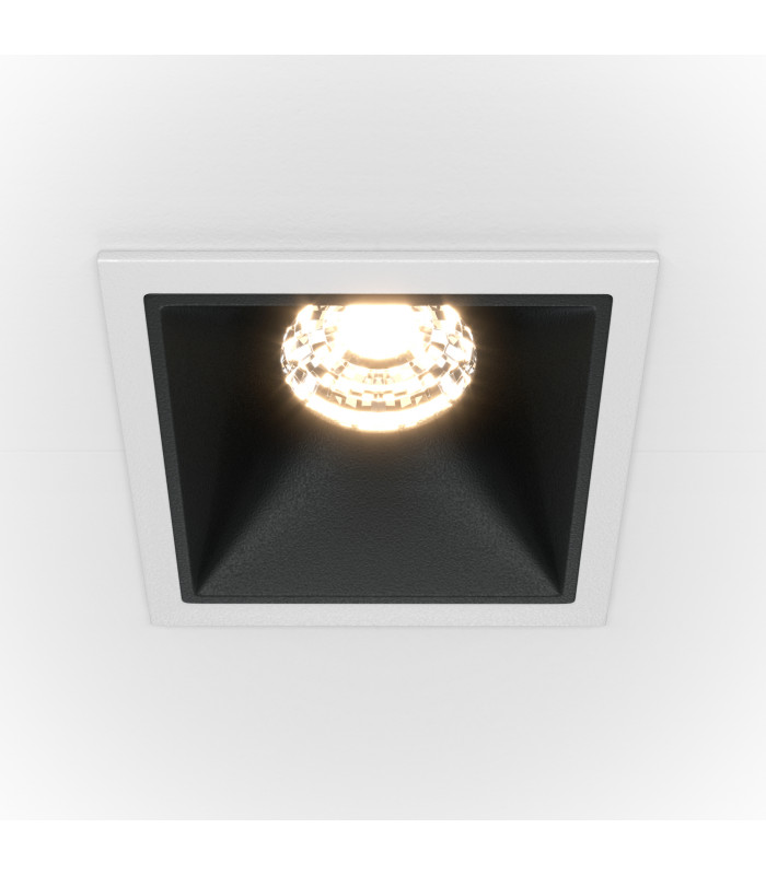Maytoni Alfa LED Square Dimmable Recessed Downlight White Black 500lm 4000K-1