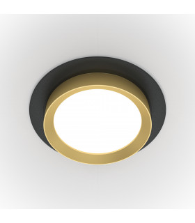 Maytoni Hoop Round Recessed Downlight Black Gold GX53-1
