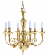 Beveren Polished Brass 6 Arm Chandelier