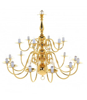 Antwerp Style Polished Brass 18 Arm Chandelier
