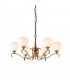 Columbia 6 Light Multi Arm Ceiling Pendant Chandelier Antique Brass Opal Glass E14-1