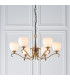 Columbia 6 Light Multi Arm Ceiling Pendant Chandelier Antique Brass Opal Glass E14-2