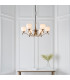 Columbia 6 Light Multi Arm Ceiling Pendant Chandelier Antique Brass Opal Glass E14-3