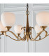 Columbia 6 Light Multi Arm Ceiling Pendant Chandelier Antique Brass Opal Glass E14-6