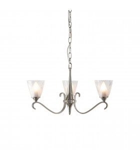 Columbia 3 Light Multi Arm Ceiling Chandelier Clear Glass Polished Nickel E14-1