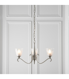 Columbia 3 Light Multi Arm Ceiling Chandelier Clear Glass Polished Nickel E14-2