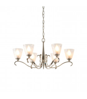 Columbia 6 Light Multi Arm Ceiling Chandelier Clear Glass Polished Nickel E14-1
