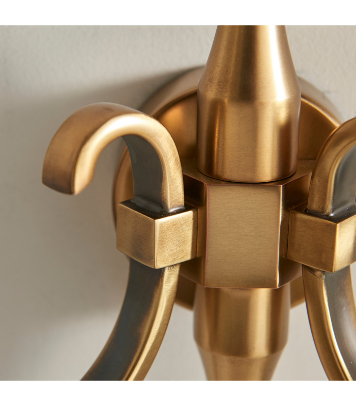 Columbia 2 Light Indoor Twin Wall Light Antique Brass with Glass E14-6