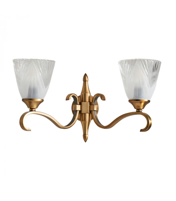 Columbia 2 Light Indoor Twin Wall Light Antique Brass with Glass E14-8