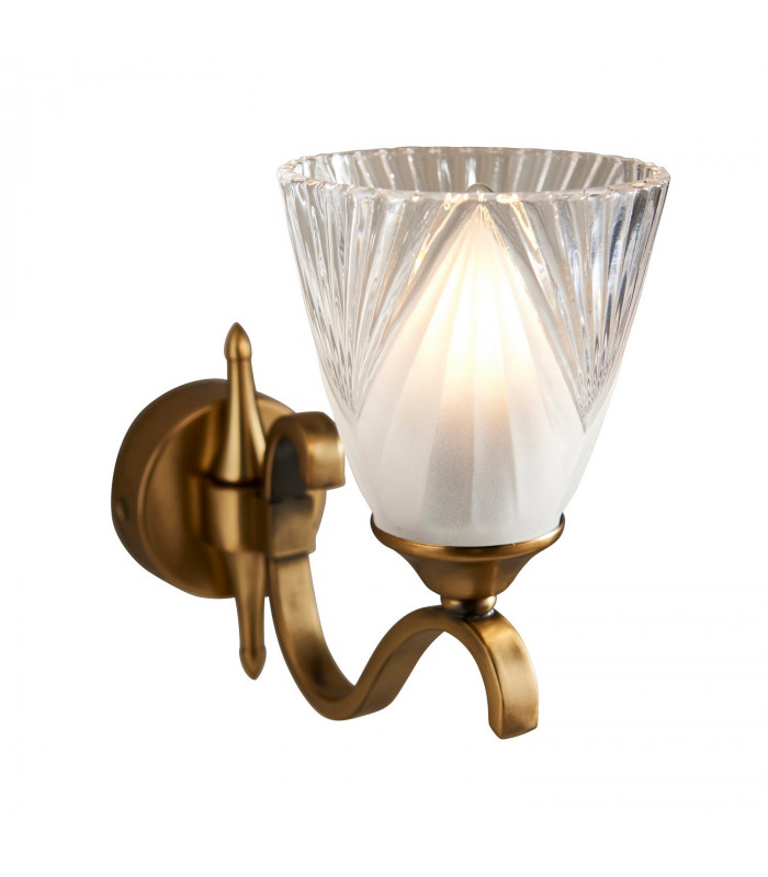 Columbia 1 Light Wall Light Antique Brass with Glass Shade E14-1