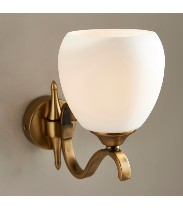 Columbia 1 Light Wall Light Antique Brass with Opal Glass Shade E14-2