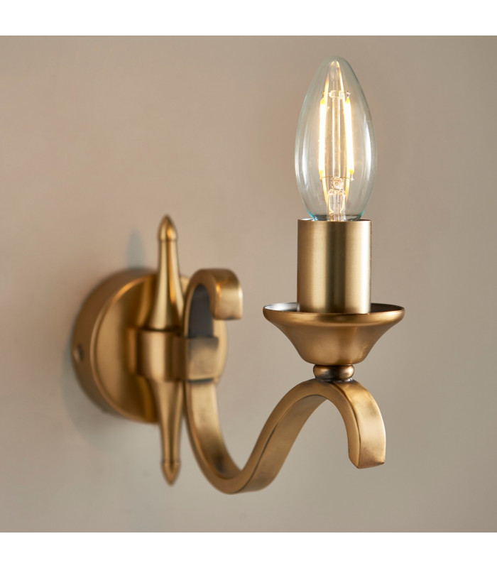 Columbia 1 Light Wall Light Antique Brass with Opal Glass Shade E14-6