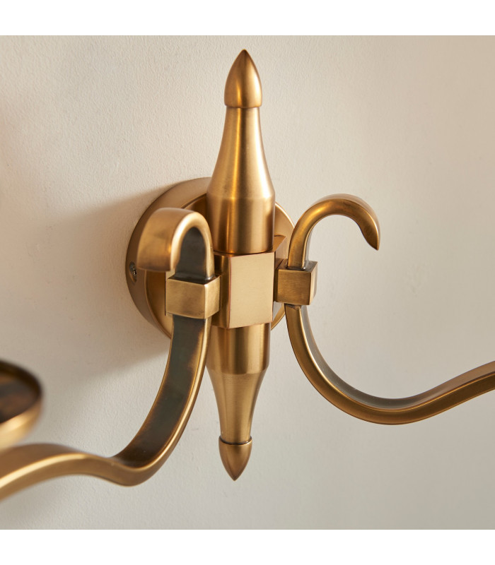Columbia 2 Light Indoor Twin Wall Light Antique Brass with Opal Glass E14-4