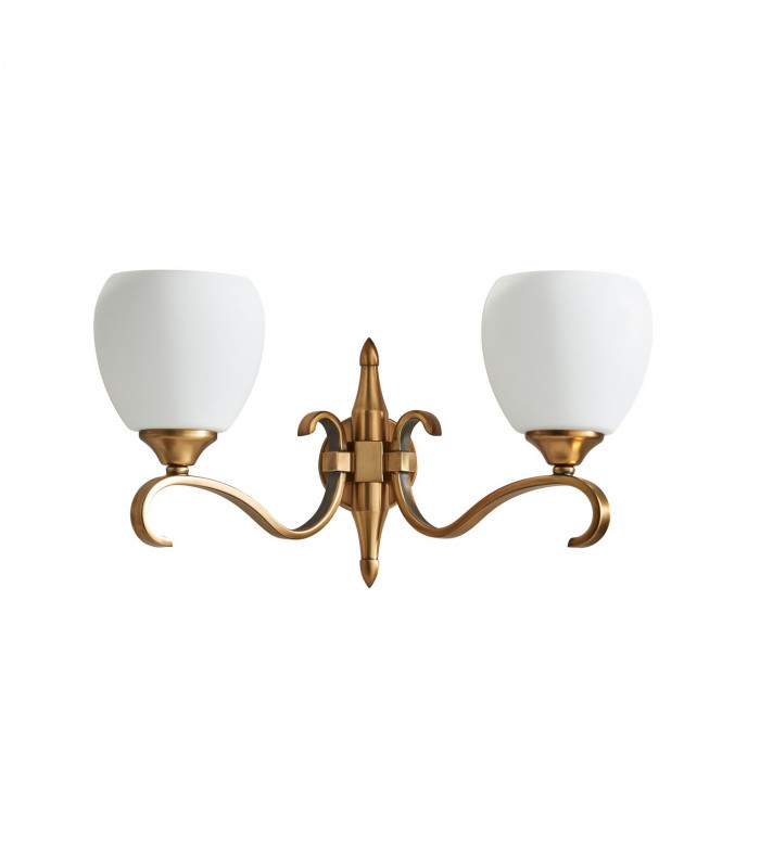 Columbia 2 Light Indoor Twin Wall Light Antique Brass with Opal Glass E14-9