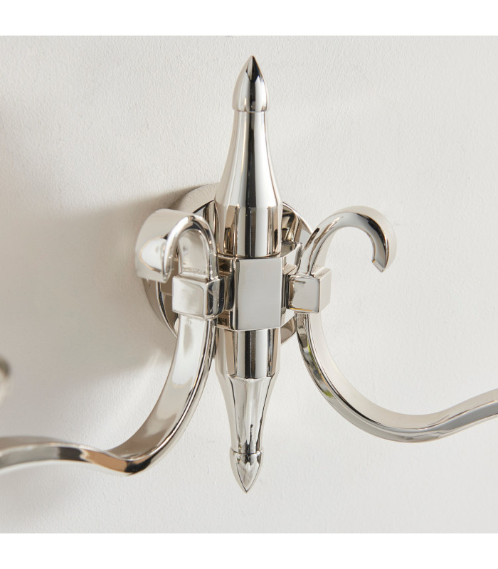 Columbia 2 Light Indoor Twin Wall Light Clear Glass Polished Nickel Plate with Deco Shades E14-4