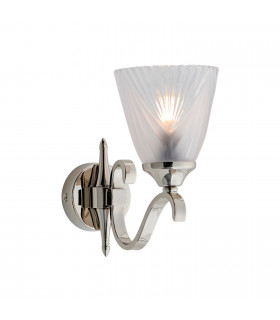 Columbia 1 Light Indoor Wall Light Clear Glass Polished Nickel Plate with Deco Shade E14-1