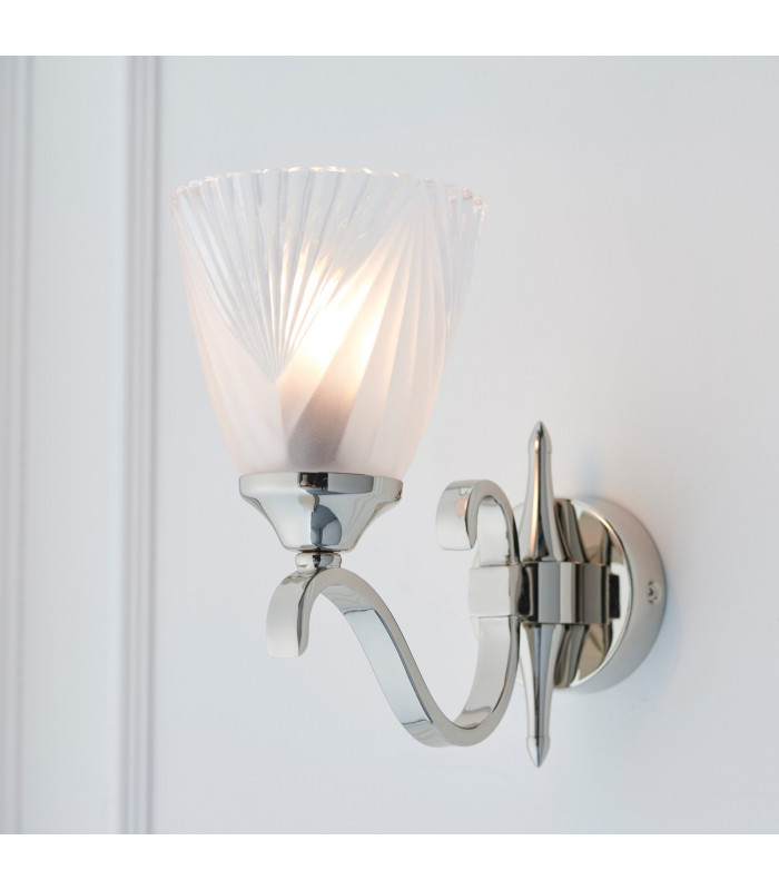 Columbia 1 Light Indoor Wall Light Clear Glass Polished Nickel Plate with Deco Shade E14-2