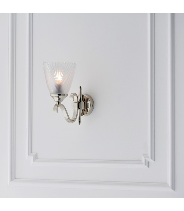Columbia 1 Light Indoor Wall Light Clear Glass Polished Nickel Plate with Deco Shade E14-3