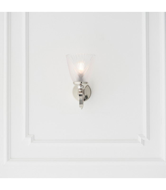 Columbia 1 Light Indoor Wall Light Clear Glass Polished Nickel Plate with Deco Shade E14-4
