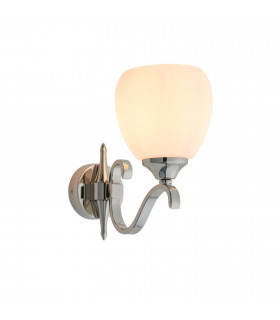 Columbia 1 Light Wall Light Polished Nickel Plate with Matt Opal Glass Shade E14-1