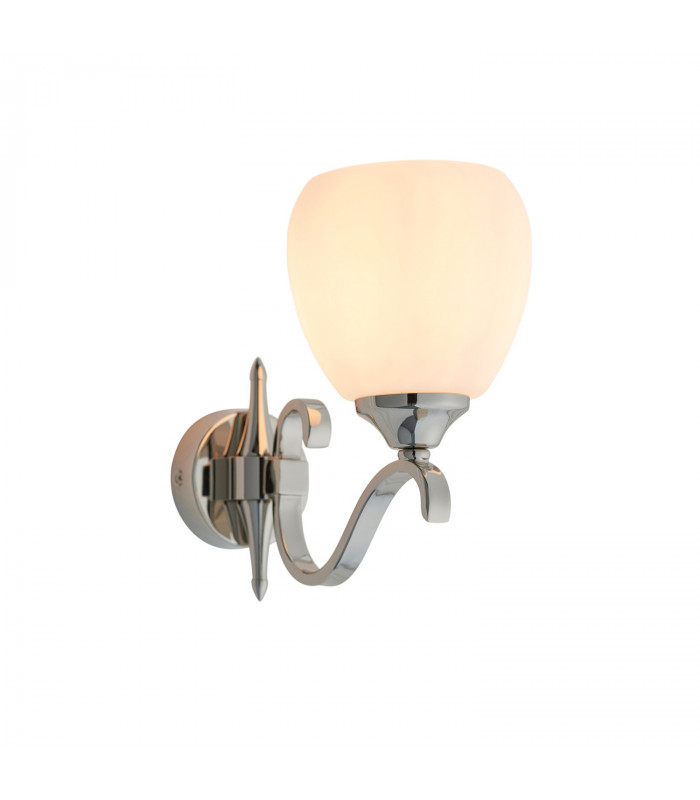 Columbia 1 Light Wall Light Polished Nickel Plate with Matt Opal Glass Shade E14-1