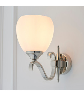 Columbia 1 Light Wall Light Polished Nickel Plate with Matt Opal Glass Shade E14-2