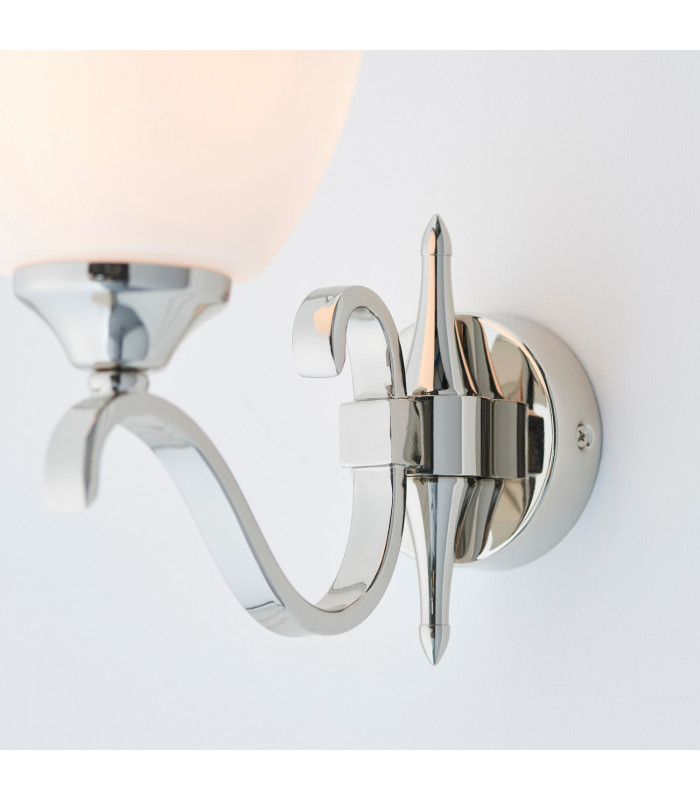Columbia 1 Light Wall Light Polished Nickel Plate with Matt Opal Glass Shade E14-5