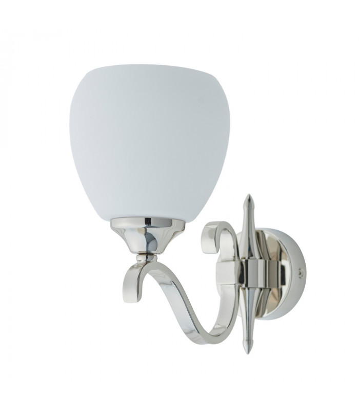Columbia 1 Light Wall Light Polished Nickel Plate with Matt Opal Glass Shade E14-6