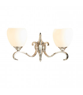 Columbia 2 Light Indoor Twin Wall Light Polished Nickel Plate with Matt Opal Glass E14-1
