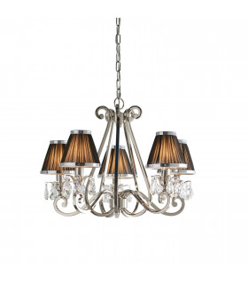 Oksana 5 Light Multi Arm Ceiling Pendant Chandelier Polished Nickel E14-1