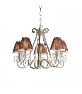 Oksana Multi Arm Ceiling Chandelier Light Polished Nickel with Chocolate Shades-1