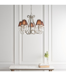 Oksana Multi Arm Ceiling Chandelier Light Polished Nickel with Chocolate Shades-2