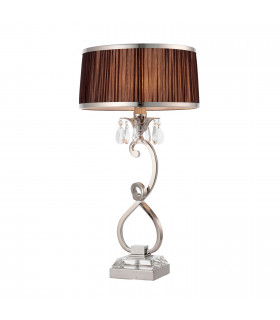 Oksana 1 Light Medium Table Lamp Polished Nickel Plate with Chocolate Shade E14-1