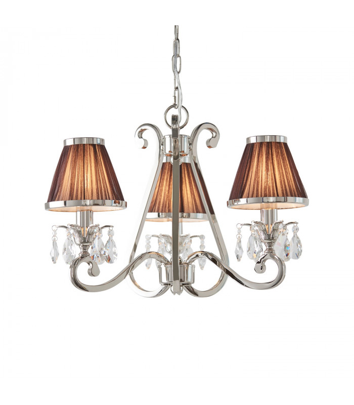 Oksana 3 Light Multi Arm Ceiling Pendant Chandelier Polished Nickel E14-1