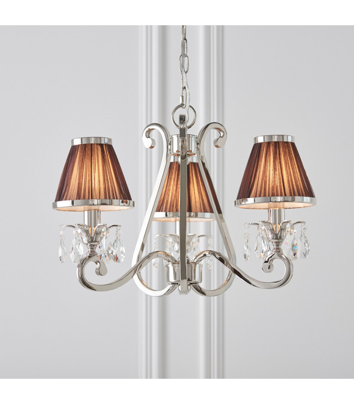 Oksana 3 Light Multi Arm Ceiling Pendant Chandelier Polished Nickel E14-2