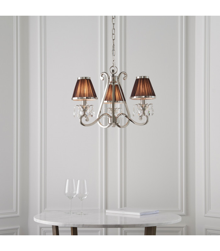 Oksana 3 Light Multi Arm Ceiling Pendant Chandelier Polished Nickel E14-3