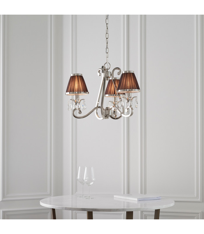 Oksana 3 Light Multi Arm Ceiling Pendant Chandelier Polished Nickel E14-4