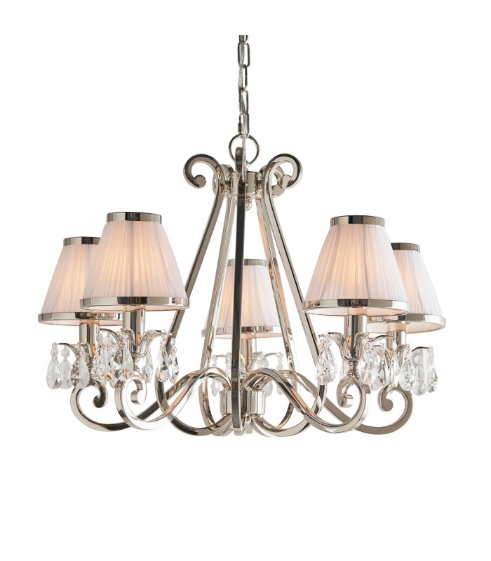 Oksana 5 Light Multi Arm Ceiling Pendant Chandelier Polished Nickel E14-1