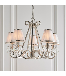 Oksana 5 Light Multi Arm Ceiling Pendant Chandelier Polished Nickel E14-2