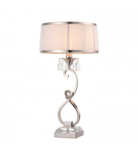 Oksana 1 Light Medium Table Lamp Polished Nickel Plate with White Shade E14-1
