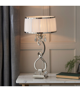 Oksana 1 Light Medium Table Lamp Polished Nickel Plate with White Shade E14-2